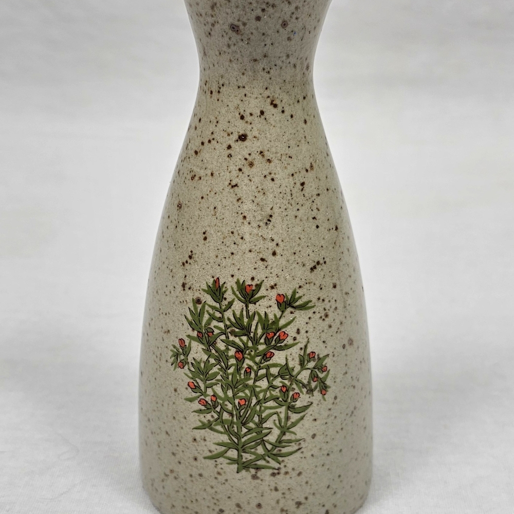 Vintage Takahashi Stoneware Pottery Bud Vase Or Ewer/Pitcher w/Floral & Foliage